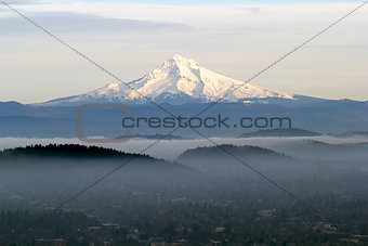 Mount Hood with Low Fog in the Valley