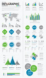 Big set of infographic business elements blue and green vector EPS10