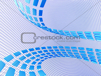 blue abstract cubes on the light netted background