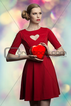 lovely girl with valentine gift  