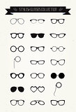 Hipster Retro Vintage Glasses Icon Set, Illustartion, Black