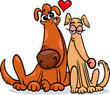 dogs in love cartoon illustration