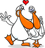 ducks in love cartoon illustration
