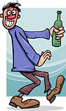 drunk guy with bottle cartoon illustration