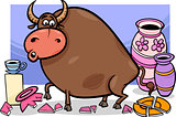 bull in a china shop cartoon