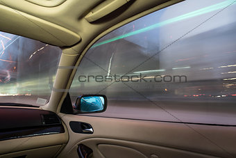 Car interior on driving.