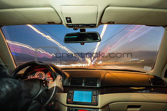 Car interior on driving.