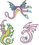 three mythic dragons