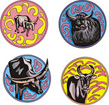 round designs with bulls