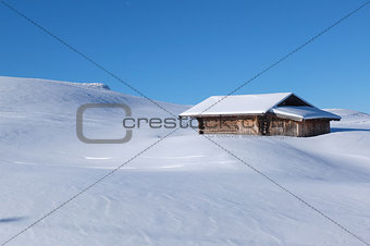 Typical wooden chalet in the Dolomites