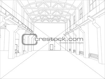 Factory environment. Wire-frame