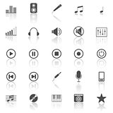 Music icons with reflect on white background