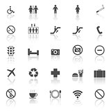 Plublic icons with reflect on white background
