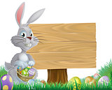 Chocolate eggs and Easter bunny sign
