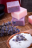handmade lavender soap and bath salt wellness spa 