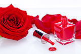 Elegant red nail varnish in a stylish bottle