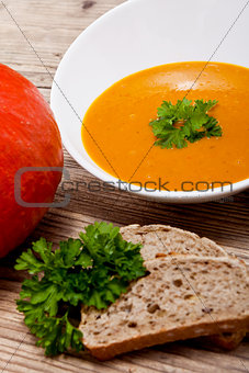 fresh tasty homemade pumpkin soup
