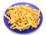 fried potatoes on blue plate
