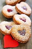 Linzer Cookie and red heart.