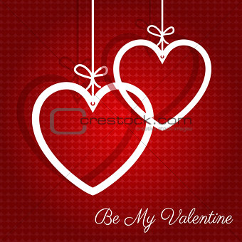 Hanging hearts Valentines Day background