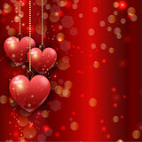 Hanging hearts Valentine's Day background
