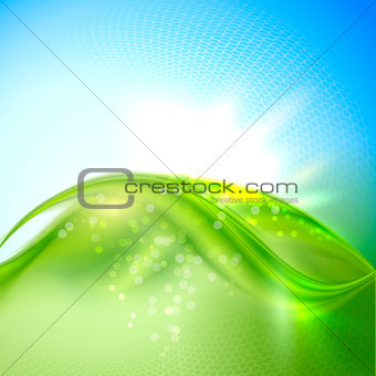 Abstract green and blue waving background