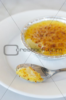 creme brulee with spoon