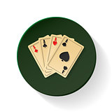Four aces colored flat icon