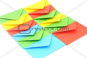 Colorful envelopes isolated on white background