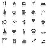 Party icons with reflect on white background