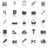 Stationary icons with reflect on white background