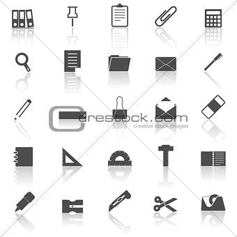 Stationary icons with reflect on white background