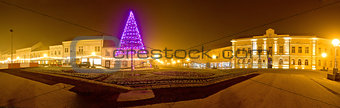 Koprivnica town center christmas panorama
