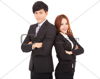 smiling business man and woman