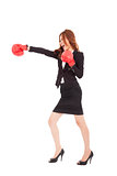 Business woman boxing and competition concept