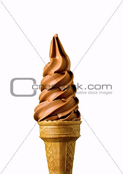 Chocolate flavour ice cream cone - isolated