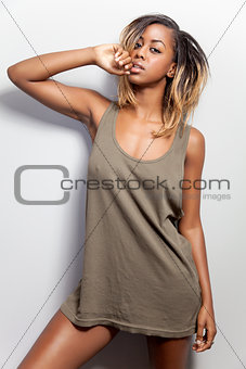 Young black woman in a tanktop