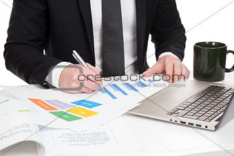 Businessman analysing data 