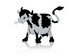 Cow chewing flower