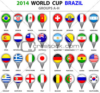 World Cup Brazil 2014 All Nations Vector Flags