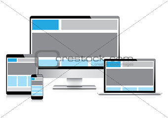 Fully responsive web design with electronic devices vector eps10