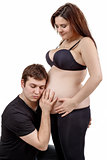 loving happy couple pregnant woman with her husband