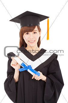 smiling Young graduate girl student with diploma