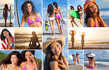 Montage of Active Women Beach Surfer Girls