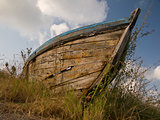 Old nautical vessel - abandoned on the dry land