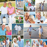 Happy Senior Couple People Beach Retirement Lifestyle 