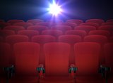 Cinema Red Seats with Projector Lights