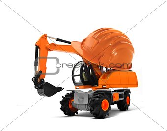Excavator with Hard Helmet