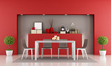 Red dining room
