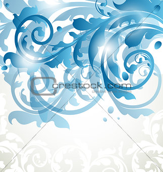 Christmas card or invitation with abstract floral elements